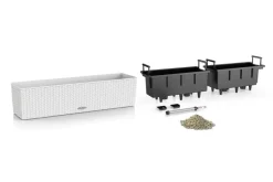 Hvide Lechuza altankasser / blomsterpotter med selvvanding - 50cm + 80cm / TILBUD 8stk