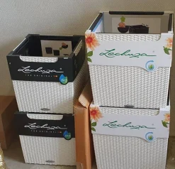 Hvide Lechuza Cube cottage krukker med selvvanding / TILBUD - 8stk