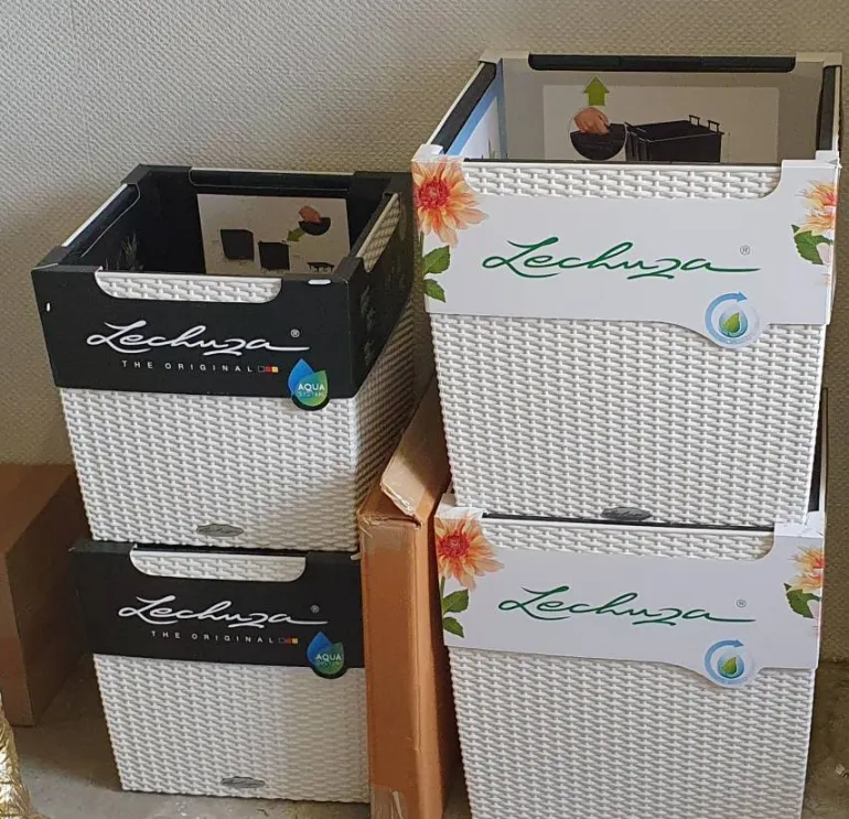 Hvide Lechuza Cube cottage krukker med selvvanding / TILBUD - 8stk