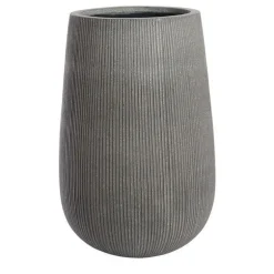 H.66xØ.44 Krukke med riller / striber i fiberstone - Hvid antik eller Grå