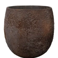 H.45xØ.45cm rustik krukke med lava mønster - Brun eller Sandgrå