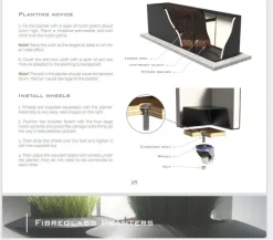 H.80x50x50cm plantekrukke i antrazit glasfiber / polyester med hjul