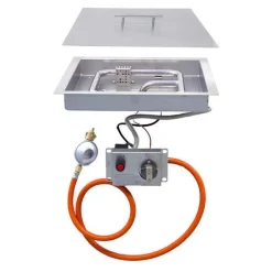 Ildbord i corten stål med brænder og glasskærm