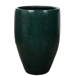Indendørs krukker i ocean green metal med hammered finish / 3str.