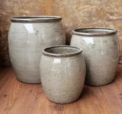 Indendørs plantekrukker i metal - sæt 3stk - Beige & Grøn