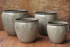 Indendørs plantekrukker i metal - sæt 4stk - Beige & Grøn