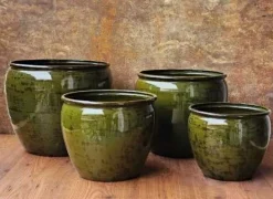 Indendørs plantekrukker i metal - sæt 4stk - Beige & Grøn