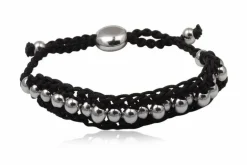 Knyttet macrame armbånd med stålkugler