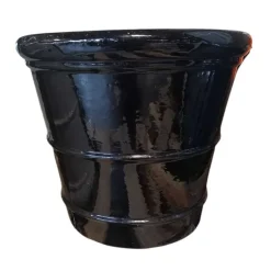 Konisk glaseret krukke - sæt 3stk - hvid - sort - grøn mos + blå/grøn