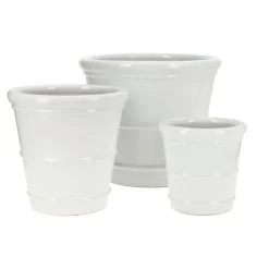 Konisk glaseret krukke - sæt 3stk - hvid - sort - grøn mos + blå/grøn