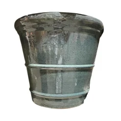 Konisk glaseret krukke - sæt 3stk - hvid - sort - grøn mos + blå/grøn