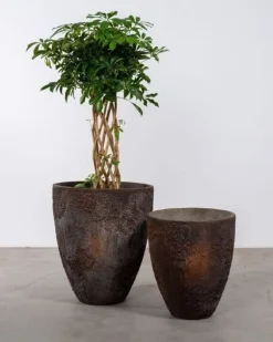 Konisk stor Letvægtskrukke med lava mønster - Sandgrå + Brun - 3 størrelser