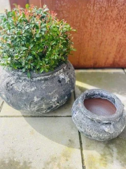 Krukkesæt i lava look / Vintage Keramik - 3 farver