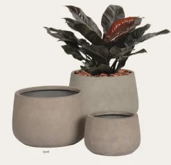 Lav sand / beige krukke H.30xØ.42cm