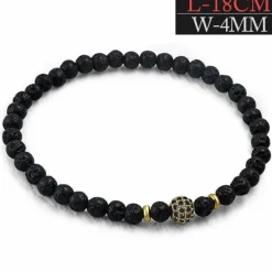 Lava Kuglearmbånd med spacere og kugle med CZ - 4mm eller 6mm