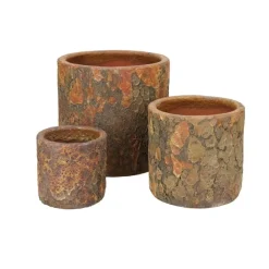Lava look krukker i keramik / Rust eller Jade - SÆT