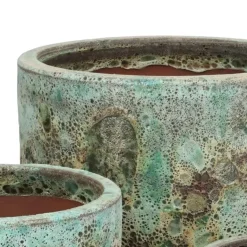 Lava look krukker i keramik / Rust eller Jade - SÆT