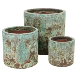 Lava look krukker i keramik / Rust eller Jade - SÆT