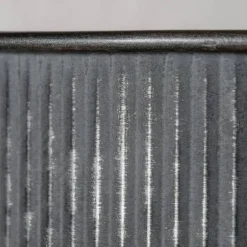 Lave runde metal plantepotter i zink look med ribber - Sæt