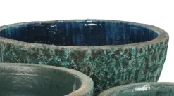 Lave vandtætte glaserede plantekrukker med lavalook i keramik / stentøj - Rust + Grøn