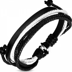 Læder og hampesnor armbånd m/k