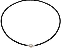 Læderhalskæde med ferskvandsperle