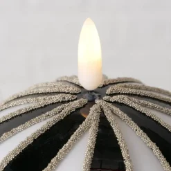 LED rund kugle lysestage i glas med timer