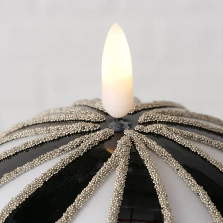 LED rund kugle lysestage i glas med timer