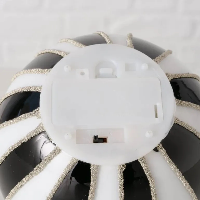 LED rund kugle lysestage i glas med timer