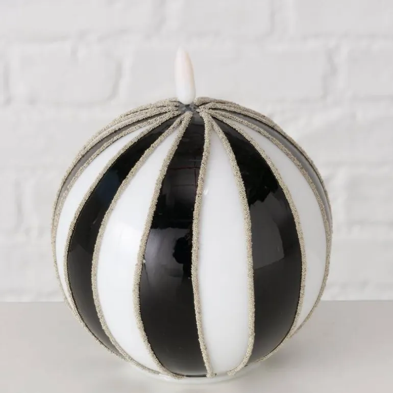 LED rund kugle lysestage i glas med timer