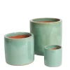 Light green glazed ceramic pots / sæt 3stk
