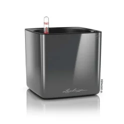 Lille antrazit Lechuza plantepotte med selvvanding - 16x16x16cm