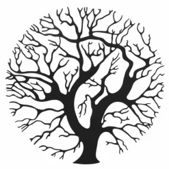 Livets Træ Vægdekoration / relief i sort metal Ø.38cm