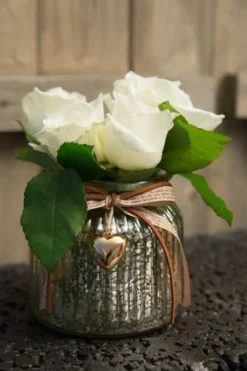 Lysestage / vase med læder & hjerte