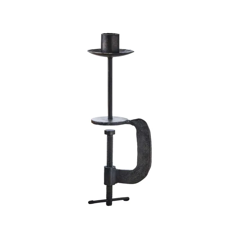 Lysestage i jern med skruetvinge til bordkant, vindueskarme og reoler