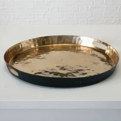 Nizzi luksus serveringsfade / bakker i sort og messing - Sæt