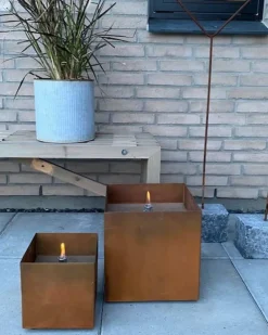 Olielamper i rust - firkantet - 30x30cm
