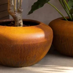 Onyx rund krukke i corten stål rust - 3 str.