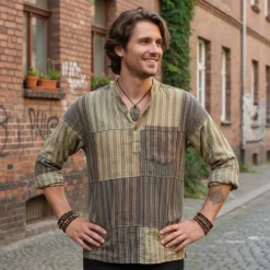 Patchwork bondeskjorte til Herre - 3 Modeller