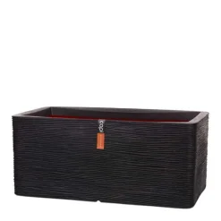 Plantekasse rectangle rib black - 73cm - Livstidsgaranti