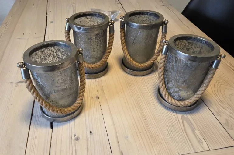 PTMD Collection Lysestager i silverglass og rå alu - 4stk