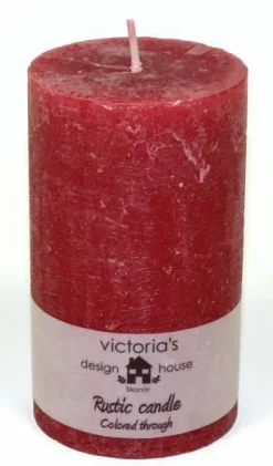 Rød Bloklys Rustik Ø.7cm