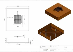 Rund eller firkantet bålsted / ildsted i corten stål - Bålgrill M/U grillrist