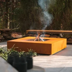 Rund eller firkantet bålsted / ildsted i corten stål - Bålgrill M/U grillrist