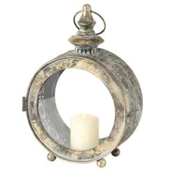 Rund gammeldags lygte i antik guld metal