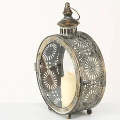 Rund gammeldags lygte i antik guld metal