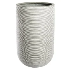 Rund høj krukke med horisontale striber - Antik Hvid eller Grå - 3 størrelser