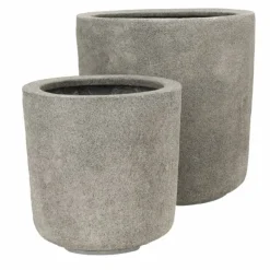 Rund krukke i grå sandsten look - 27x27 / 37x37cm - 5 års garanti