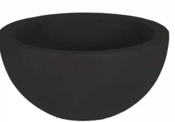 Rund lav fiber krukke / Plante bowle / sort + sandgrå