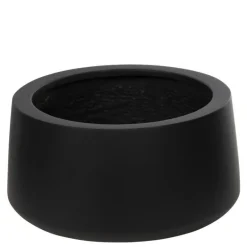 Rund lav sort eller grå krukke i Fiberstone - Ø.54xH.27cm